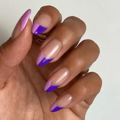 A purple two-toned French manicure