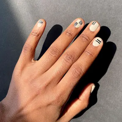 Thick and thin black-and-white nail designs