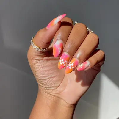 Watercolor Checker Nails