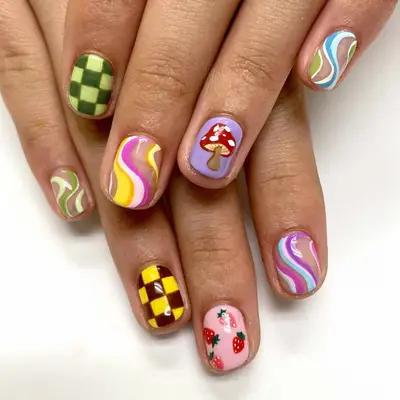 Funky check Nails