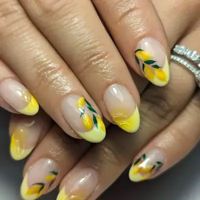 yellow french tips lemon nail art manicure