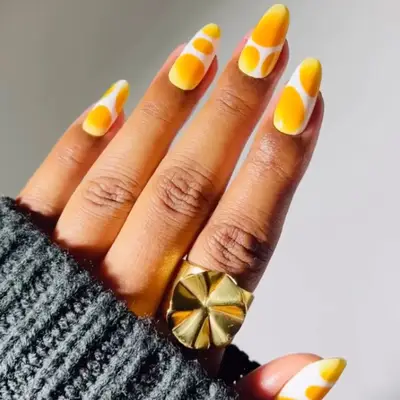 yellow and white nails