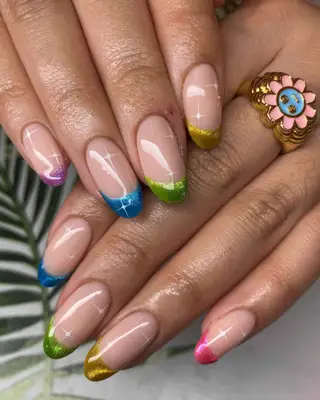 rainbow velvet French tips 