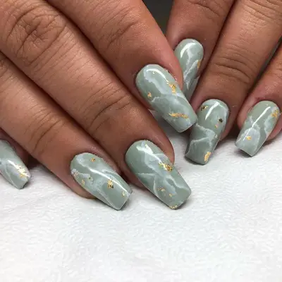Acrylic nails in sage marble