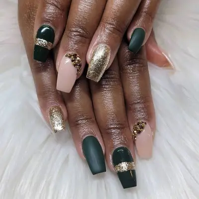 Glossy and matte acrylic nails