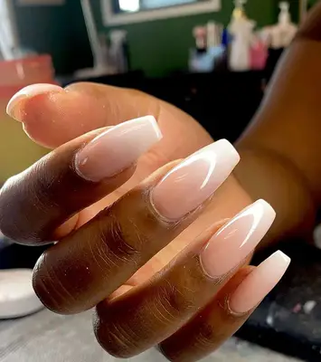 A vanilla gradient French manicure. 