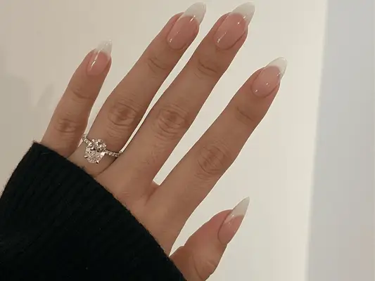 close up of a vanilla French manicure