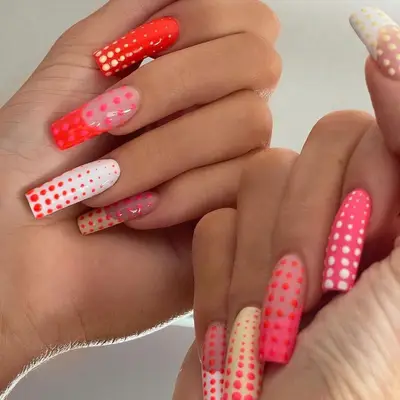 Pretty Coffin Nail Shape Manicures Polka Dot