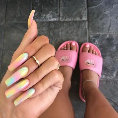 Pretty Coffin Nail Shape Manicure Tie Dye