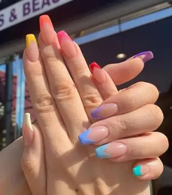 Rainbow coffin nails