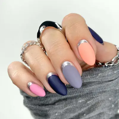 Silver Foil Reverse French Manicure - MYM Beauty Reverse French Manicure 