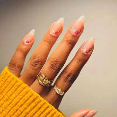 Floral Reverse French Manicure - MYM Beauty Reverse French Manicure 