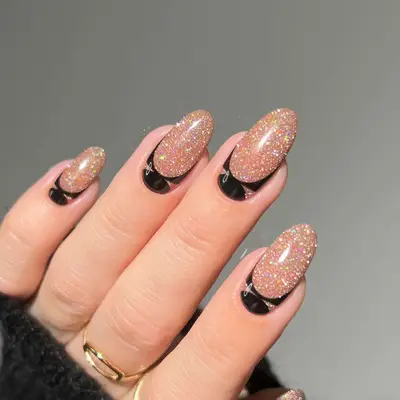 Black Cutout Reverse French Mani - MYM Beauty Reverse French Manicures 