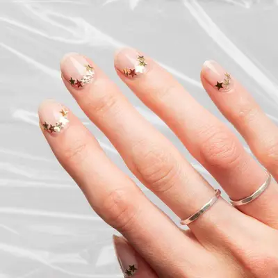 Gold Star Reverse French Manicure - MYM Beauty Reverse French Manicure 