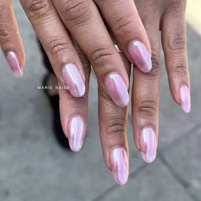 pink chrome manicure