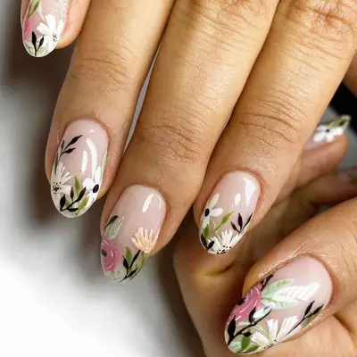 Short floral nails