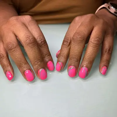 hot pink short gel nails