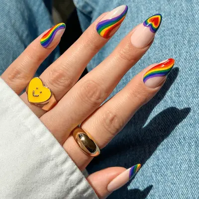 rainbow gel nails