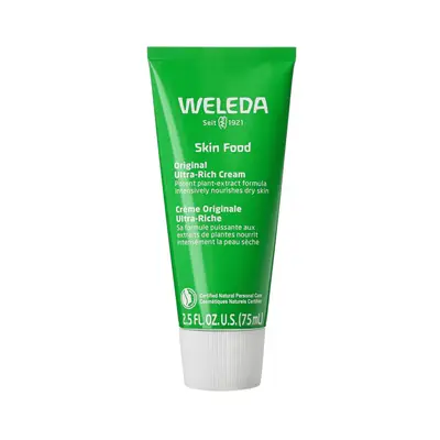 A tube of Weleda Skin Food set against a white background.