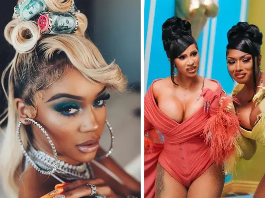 Saweetie, Cardi B, and Megan thee Stallion in Freaknik-inspired hairdos