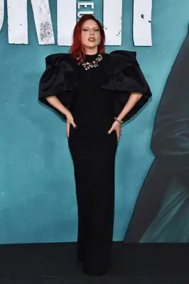 Lady Gaga in a black gown.