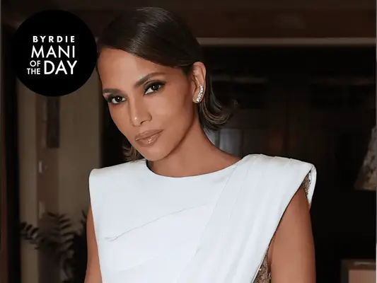 Halle Berry in a white gown