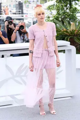 Kristen Stewart poses on the red carpet at Cannes Film Festival 2025.