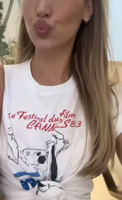 Bella Hadid purses her lips in an Instagram video showing off her blonde hair.