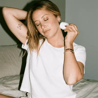 Ashley Tisdale applying her Being Fresnsche stick