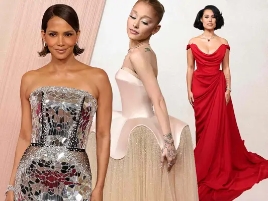 Halle Berry, Ariana Grande, and Raye at the Oscars