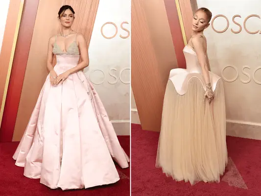 Monica Barbaro and Ariana Grande at the 2025 Oscars