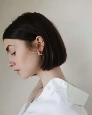 Lily Collins with a bob haircut. 