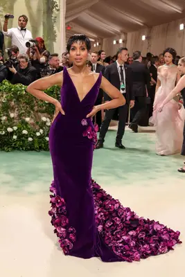 Kerry Washington wears a custom purple Oscar de la Renta gown to the 2024 Met Gala