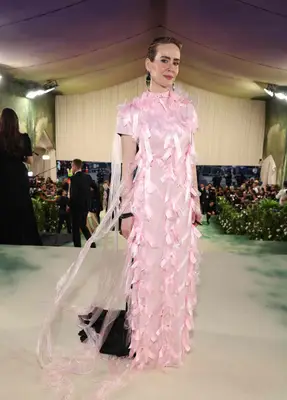 Sarah Paulson wears a pink bow Prada gown to the 2024 Met Gala