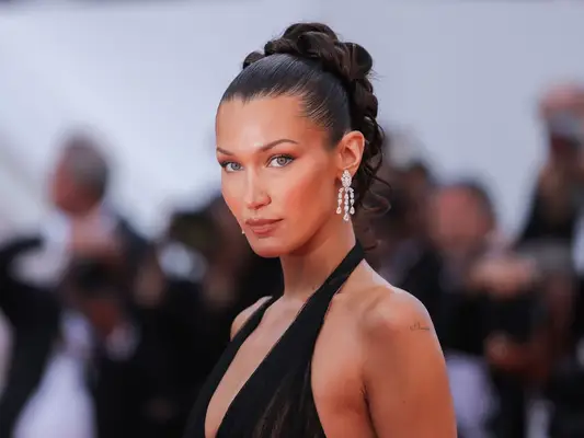 celebrity loved beauty products bella hadid in chic eveningwear event 