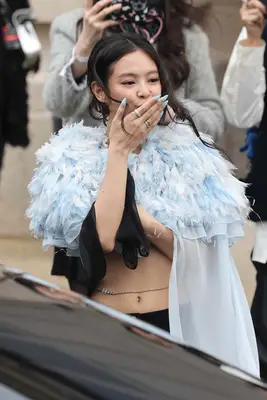 Jennie Kim with baby blue nails