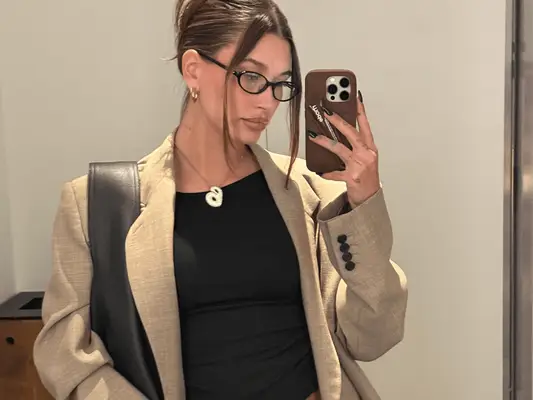 Hailey Bieber taking a selfie