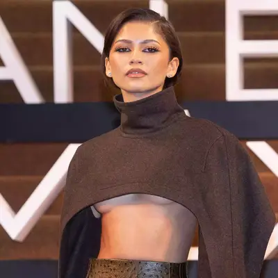 Zendaya at a Dune: Part Two event in Mexico City with a brand new micro length bob and bottega Veneta two-piece dress