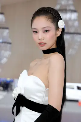 Jennie Kim at the 2023 Met Gala on the red carpet, viewed up close
