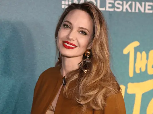 Angelina Jolie wearing red lipstick