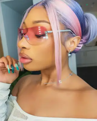 Megan Thee Stallion with pastel hair. 