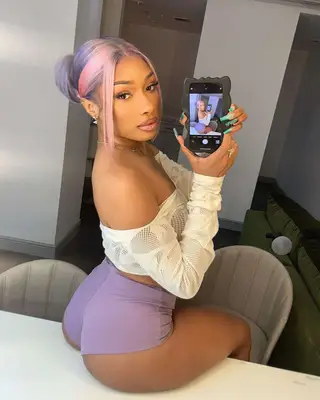 Megan Thee Stallion with pastel hair. 