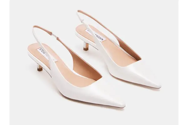 kari white kitten heels