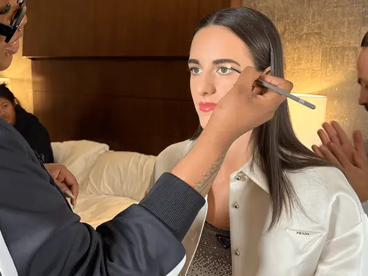 Caitlin Clark getting her makeup done