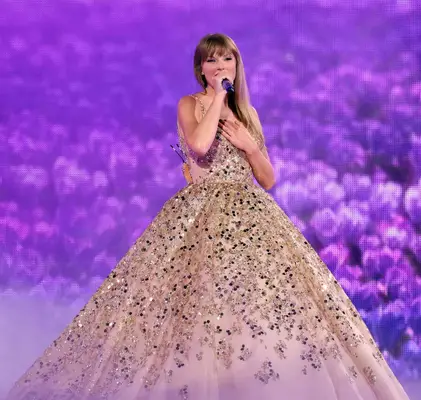 Taylor Swift performs during her Eras tour 2023.