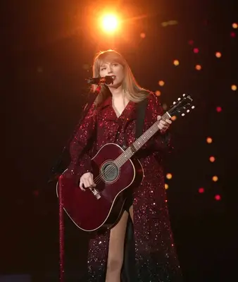 Taylor Swift performing during her Eras tour 2023.