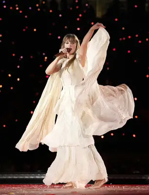Taylor Swift performing during her Eras tour 2023.