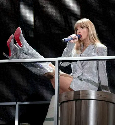 Taylor Swift performing during her Eras tour 2023.