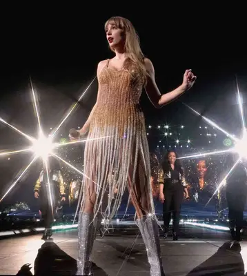 Taylor Swift performing during her Eras tour 2023.