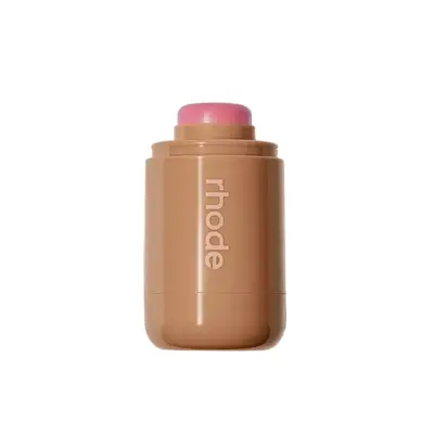 rhode pocket blush in tan packaging with blush coming out of the top